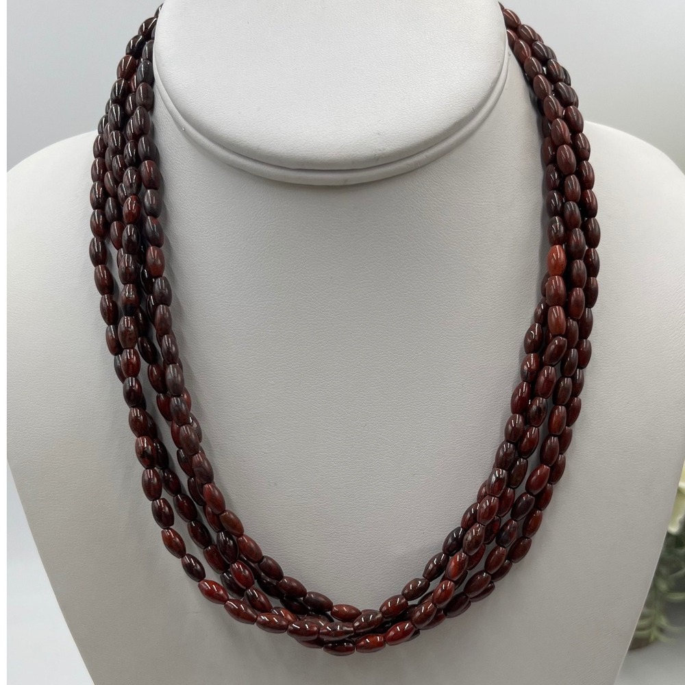 Jay King DTR 925 Mine Finds
Sterling MultiStrand Red Brown Jasper Bead Necklace
